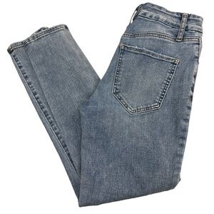 Express Cropped Skinny Five Pocket MidRise Lighter Wash Flexx Hyoer Stretch Jean